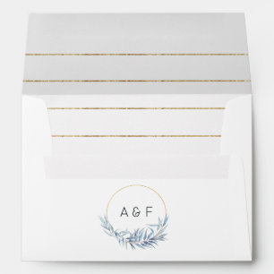 Geometric Eucalyptus Leaves Wedding Monogram Envelope