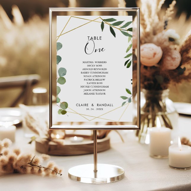 Geometric  Eucalyptus Table Number 1 Seating Chart (Creator Uploaded)