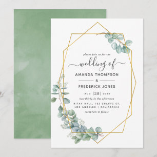 Geometric Eucalyptus Wedding Invitation