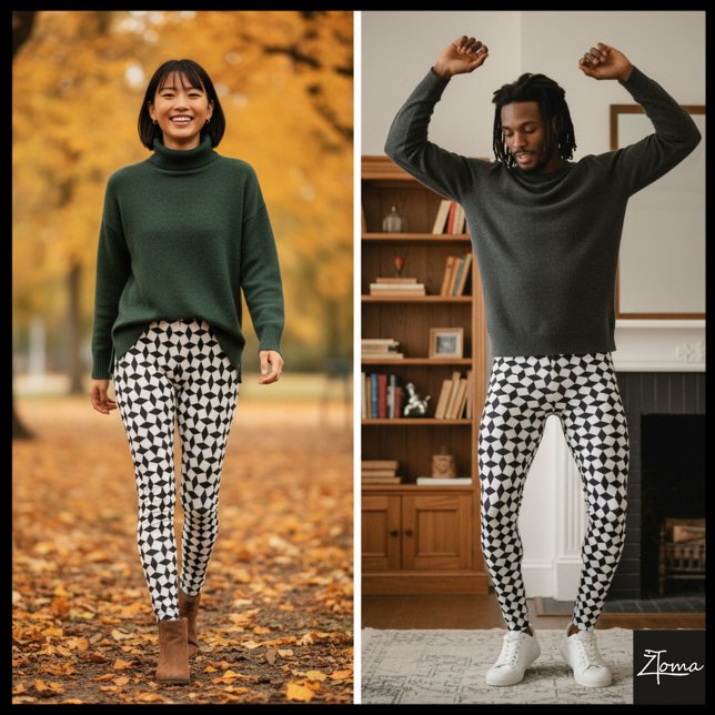 Geometric Eye Pattern black and white Leggings (Creator Uploaded)