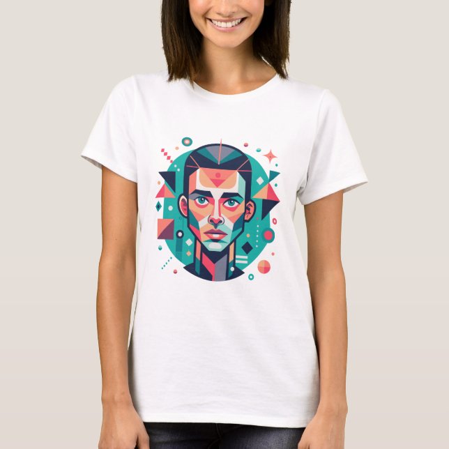 Geometric Face Portrait T-Shirt (Front)