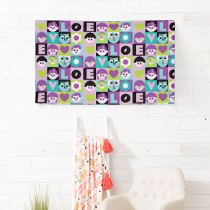 Geometric Faces Blue Lila Nostalgia Photomaton Banner