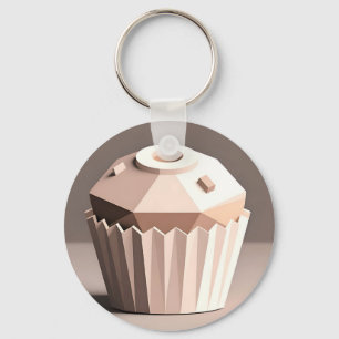 Geometric Faceted Cupcake Art Key Ring