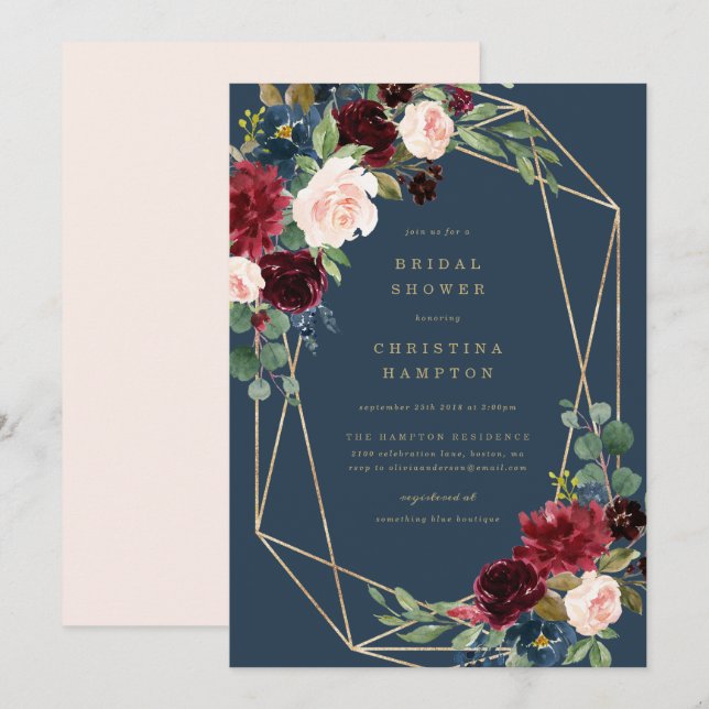 Geometric Fall Elegance Bridal Shower Invitation (Front/Back)