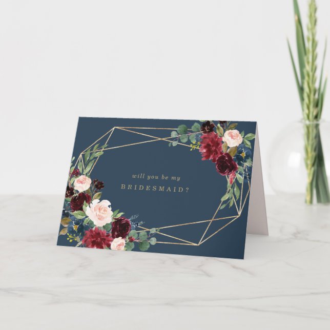 Geometric Fall Elegance Bridesmaid Card (Front)