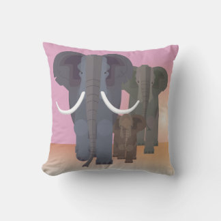 Geometric family of Elephants Cushion
