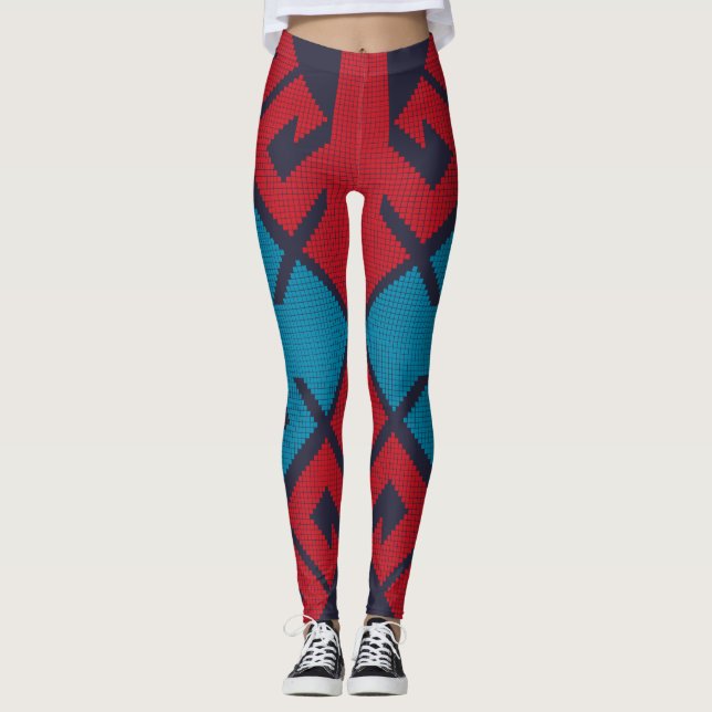 Geometric fashion classic cute-trendy colourful leggings (Front)