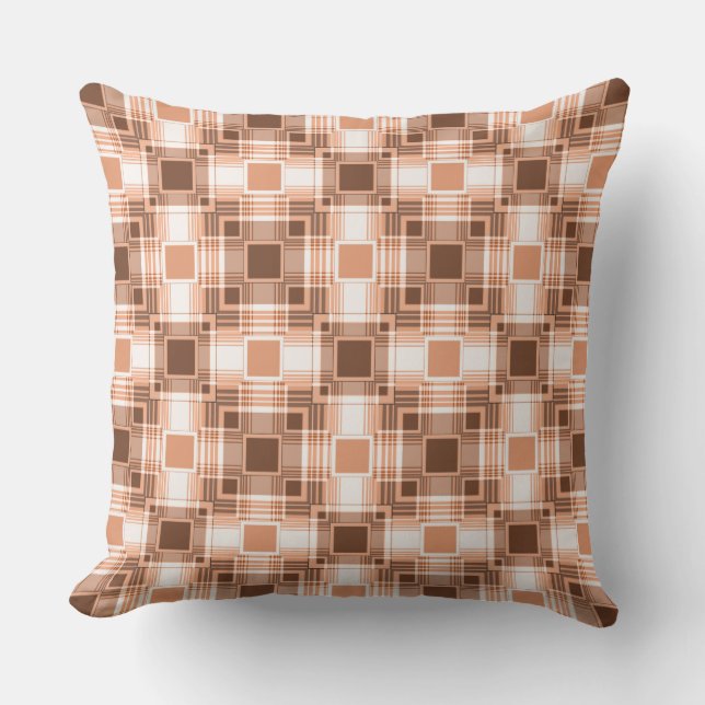 geometric fashionable pattern brown and white cushion (Front)