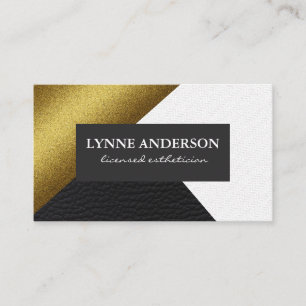 Geometric Faux Gold Leather Wavy Colour Blocks Business Card