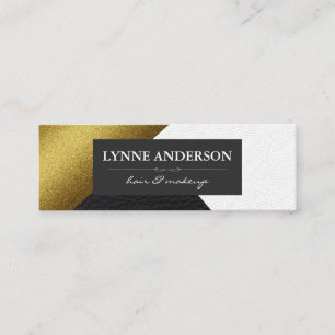 Geometric Faux Gold Leather Wavy Colour Blocks Mini Business Card
