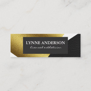Geometric Faux Gold Leather Wavy Colour Blocks Mini Business Card
