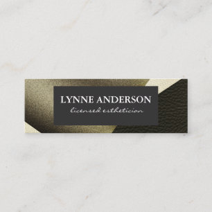 Geometric Faux Gold Leather Wavy Colour Blocks Mini Business Card