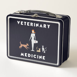Geometric Female Veterinary Medicine Metal Lunch Box