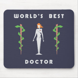 Geometric Female World's Best Doctor Mouse Pad