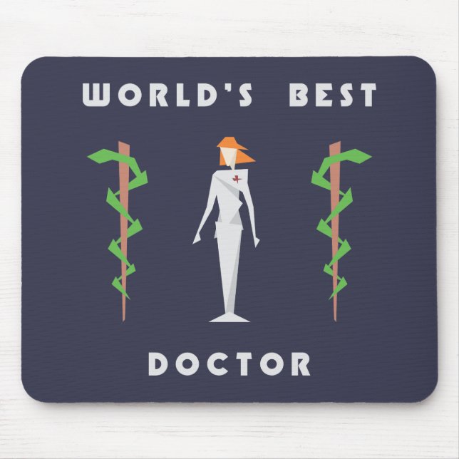 Geometric Female World's Best Doctor Mouse Pad (Front)