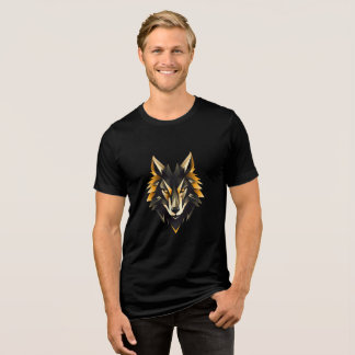 Geometric Fierce Wolf Head Design Tri-Blend Shirt