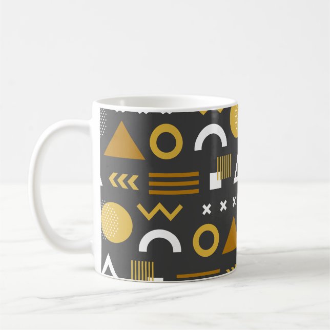 Geometric figures seamless pattern design. Vintage Coffee Mug (Left)