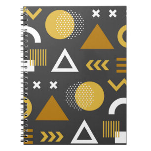 Geometric figures seamless pattern design. Vintage Notebook