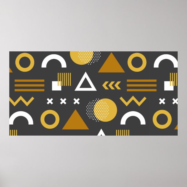 Geometric figures seamless pattern design. Vintage Poster (Front)