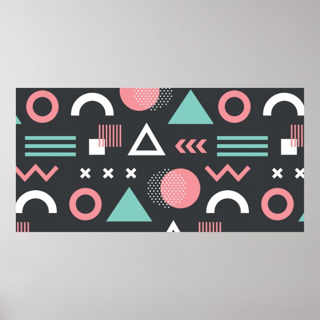 Geometric figures seamless pattern design. vintage poster (Front)