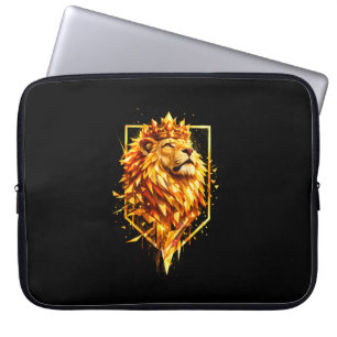 Geometric Fire Lion Crown Laptop Sleeve