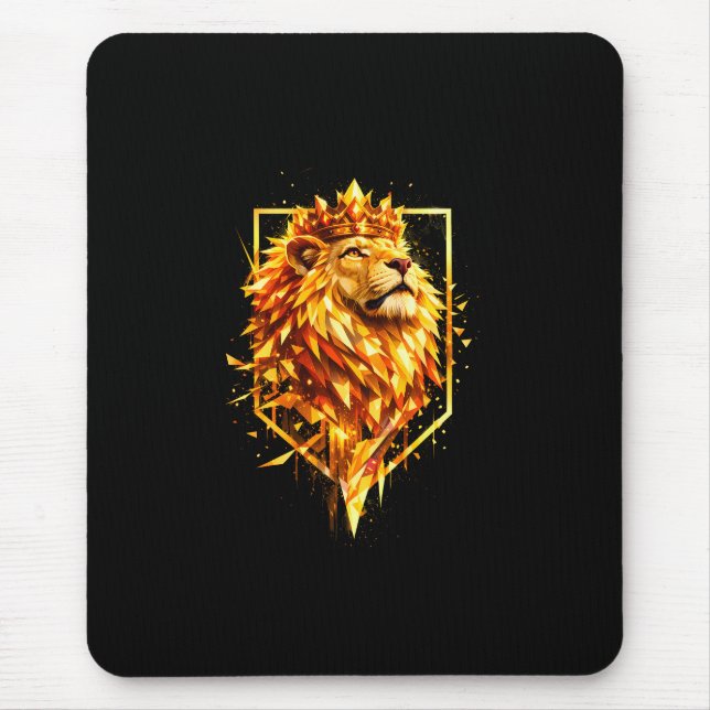 Geometric Fire Lion Crown Mouse Pad (Front)