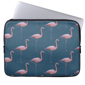 Geometric Flamingo Print Teal Laptop Sleeve