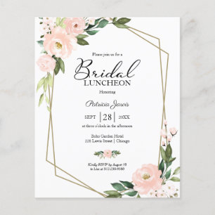 Geometric Floral Budget Bridal Luncheon Invitation