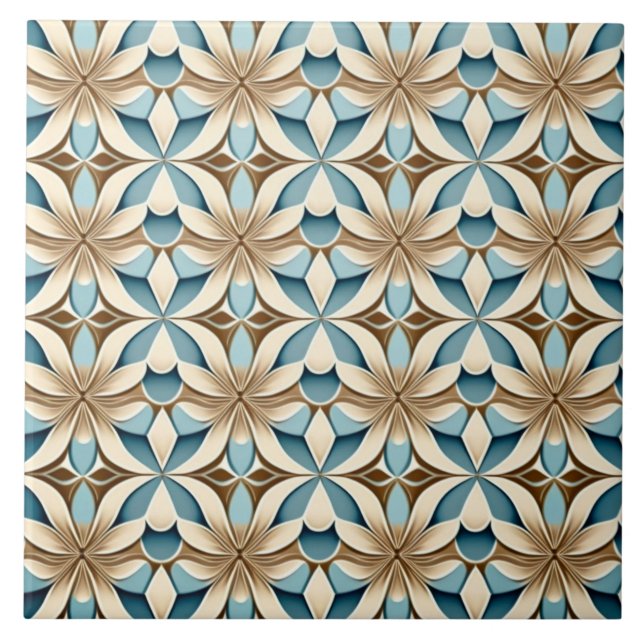 Geometric Floral Ceramic Tile  (Front)