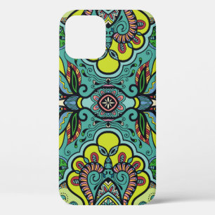 Geometric floral, colourful abstract seamless text iPhone 12 case