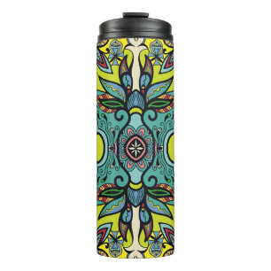 Geometric floral, colourful abstract seamless text thermal tumbler