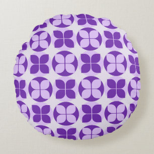 Geometric Floral Elegance Round Pillow