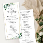 Geometric Floral Greenery Wedding Ceremony Program<br><div class="desc">Get ready to be captivated by our stunning gold greenery wedding suite! This exquisite design features an elegant geometric frame beautifully decorated with delicate greenery leaves and floral illustrations. With its modern, chic calligraphy, it's the ideal touch for your enchanting garden-themed wedding. If you have any special requests or need...</div>
