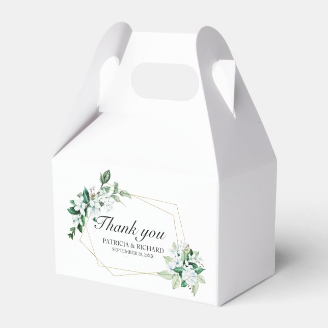 Geometric Floral Greenery Wedding Favour Box (Front Side)