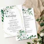 Geometric Floral Greenery Wedding Program<br><div class="desc">Get ready to be captivated by our stunning gold greenery wedding suite! This exquisite design features an elegant geometric frame beautifully decorated with delicate greenery leaves and floral illustrations. With its modern, chic calligraphy, it's the ideal touch for your enchanting garden-themed wedding. If you have any special requests or need...</div>