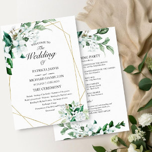 Geometric Floral Greenery Wedding Program