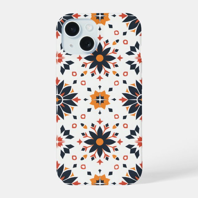 Geometric Floral Harmony iPhone 15 Case (Back)