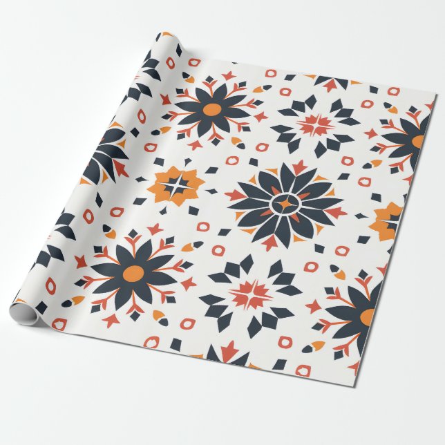Geometric Floral Harmony Wrapping Paper (Unrolled)