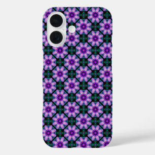 Geometric Floral in Purple iPhone 16 Case