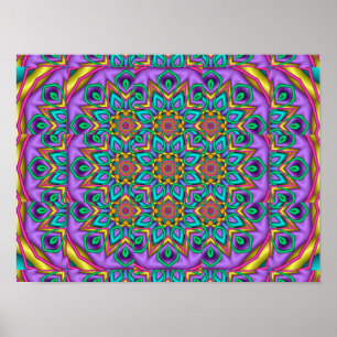 Geometric Floral Kaleidoscope Poster