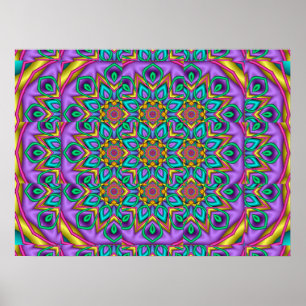 Geometric Floral Kaleidoscope Poster