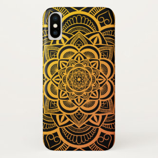 Geometric Floral Mandala Gold Orange Gradient iPhone X Case
