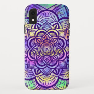 Geometric Floral Mandala Purple Multi Watercolor iPhone XR Case
