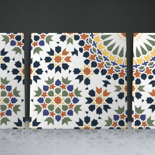 Geometric Floral Moroccan Tile Home Decor Accent