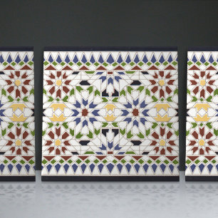 Geometric Floral Moroccan Tile Home Decor Accent