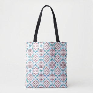 Geometric Floral Pattern Canvas Tote Bag – Elegant