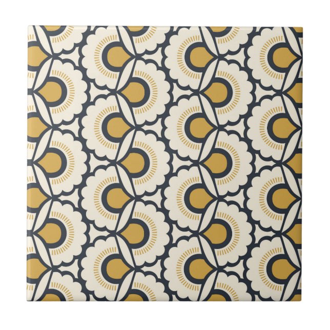 Geometric Floral Pattern Ceramic Tile (Front)