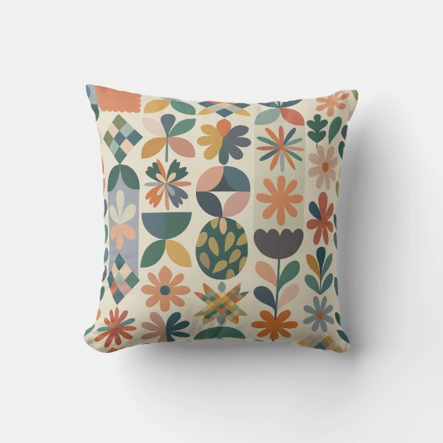 Geometric Floral Pattern Cushion (Front)
