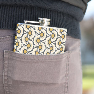 Geometric Floral Pattern Hip Flask