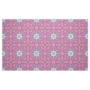 Geometric floral pattern in pink and green hue fabric
